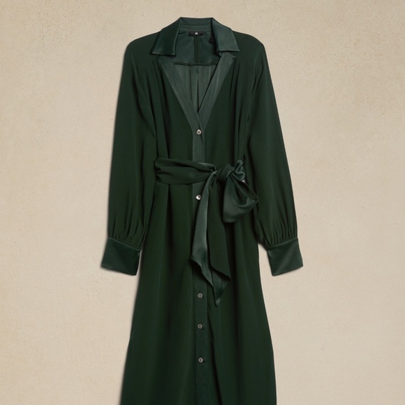 BANANA REPUBLIC Felisa Midi Shirtdress, Black, Size Medium - Picture 6 of 7